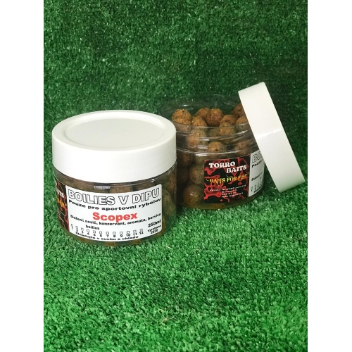 Boilies v DIPU scopex kelímek 250 ml