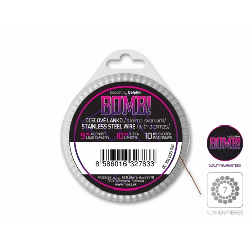 Ocelové lanko BOMB! s krimp. svorkami / 7 vláken