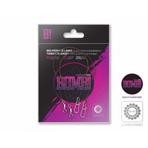Wolfrámové lanko BOMB! s obratl. a karab. / 16 vláken